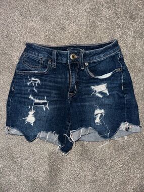 Maurices Dark Blue Distressed Denim Shorts